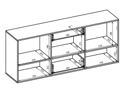 Buffet 165cm colección KOBEE de 3 puertas y 2 cajones. Color blanco y roble.