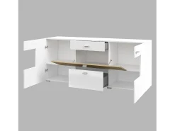 Buffet 165cm colección KOBEE de 3 puertas y 2 cajones. Color blanco y roble.