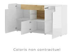 Buffet 160cm colección OHIO. Color gris antracita y roble. LED incluidos.