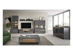 Buffet 160cm colección OHIO. Color gris antracita y roble. LED incluidos.