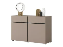 Buffet 120cm color beige y negro colección HAVANA. Aparador de diseño con 2 puertas y 2 cajones.