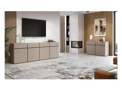 Buffet 120cm color beige y negro colección HAVANA. Aparador de diseño con 2 puertas y 2 cajones.