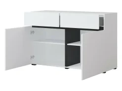 Buffet 120cm coloris blanc et noir collection HAVANA. Aparador de diseño con 2 puertas y 2 cajones.