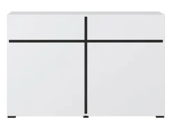 Buffet 120cm coloris blanc et noir collection HAVANA. Aparador de diseño con 2 puertas y 2 cajones.