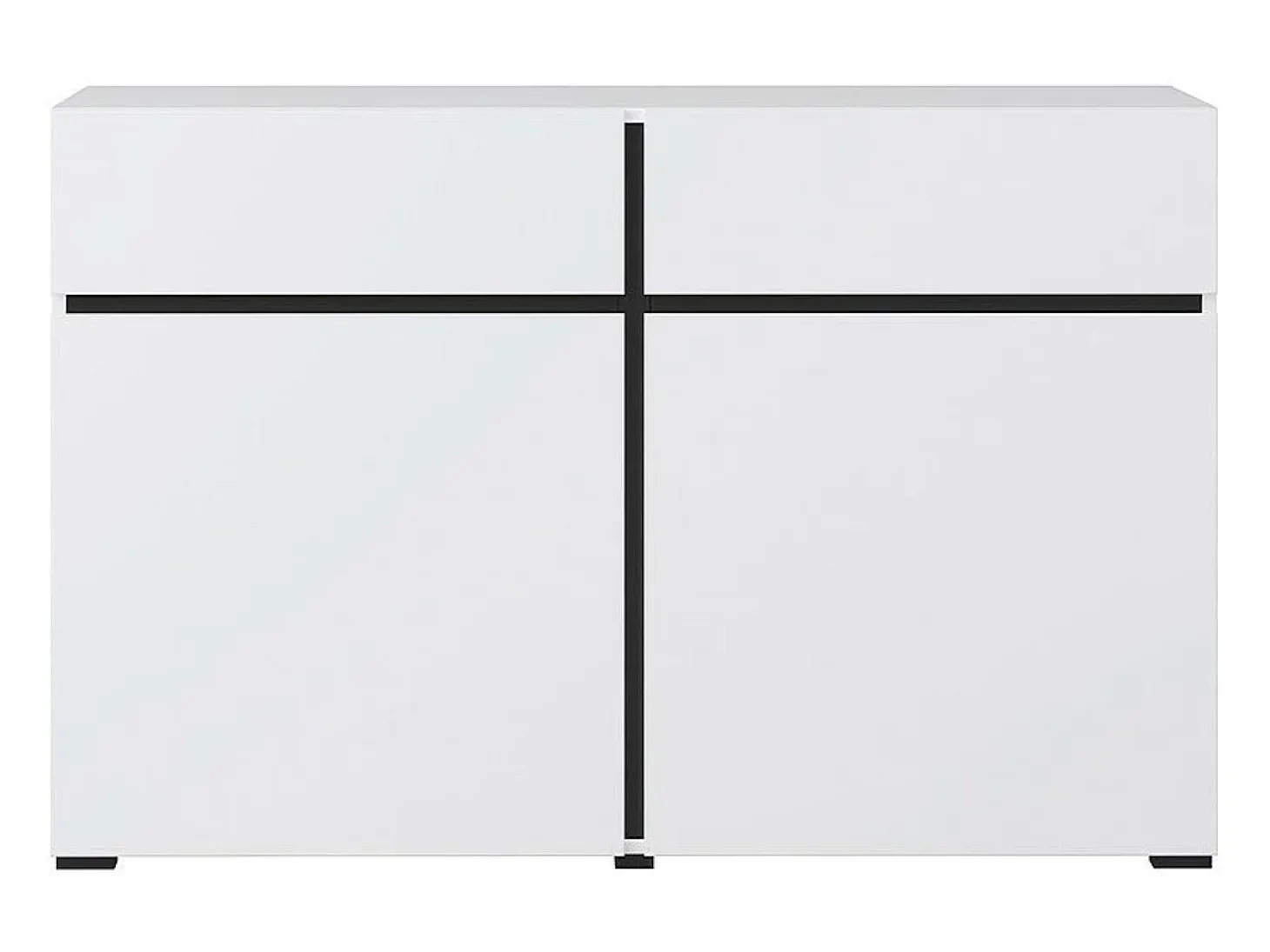 Buffet 120cm coloris blanc et noir collection HAVANA. Aparador de diseño con 2 puertas y 2 cajones.