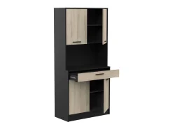 Buffet Cocina Napoli Puertas Abatibles Roble/Negro 84x177x40 cm