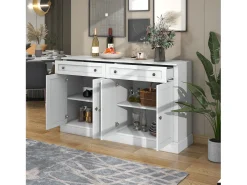 Buffet con 4 puertas y 2 cajones - madera - altura 150cm - Blanco antiguo