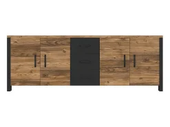 Buffet DARWIN – 220 cm en pino y negro mate