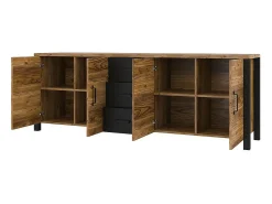 Buffet DARWIN – 220 cm en pino y negro mate