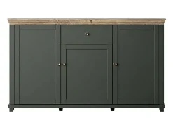 Buffet de 160 cm con 3 puertas y un cajón colección ASSIA. Color verde y roble.