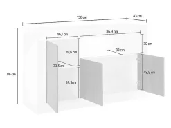 Buffet de 3 puertas abatibles de madera, color concreto, colección URBAN