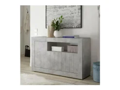 Buffet de 3 puertas abatibles de madera, color concreto, colección URBAN
