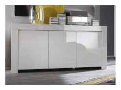 Buffet de 3 puertas, colección FOLOMI, color blanco lacado brillante