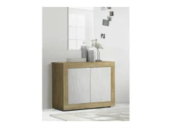 Buffet de 2 puertas colección ACCESS. Color blanco y roble claro.