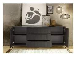 Buffet de 2 puertas y 3 cajones colección SKY. Color roble negro.