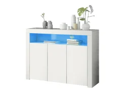 Buffet de 3 puertas y 1 nicho - panel de partículas - con 16 colores LED y control remoto - blanco