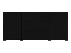 Buffet de 140cm colección EVA con 2 puertas y 3 cajones. Color negro y roble.