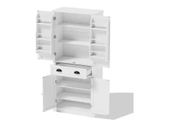 Buffet de cocina 80×40×182 cm - con 2 puertas y 1 cajón - 2 puertas con estantes - blanco