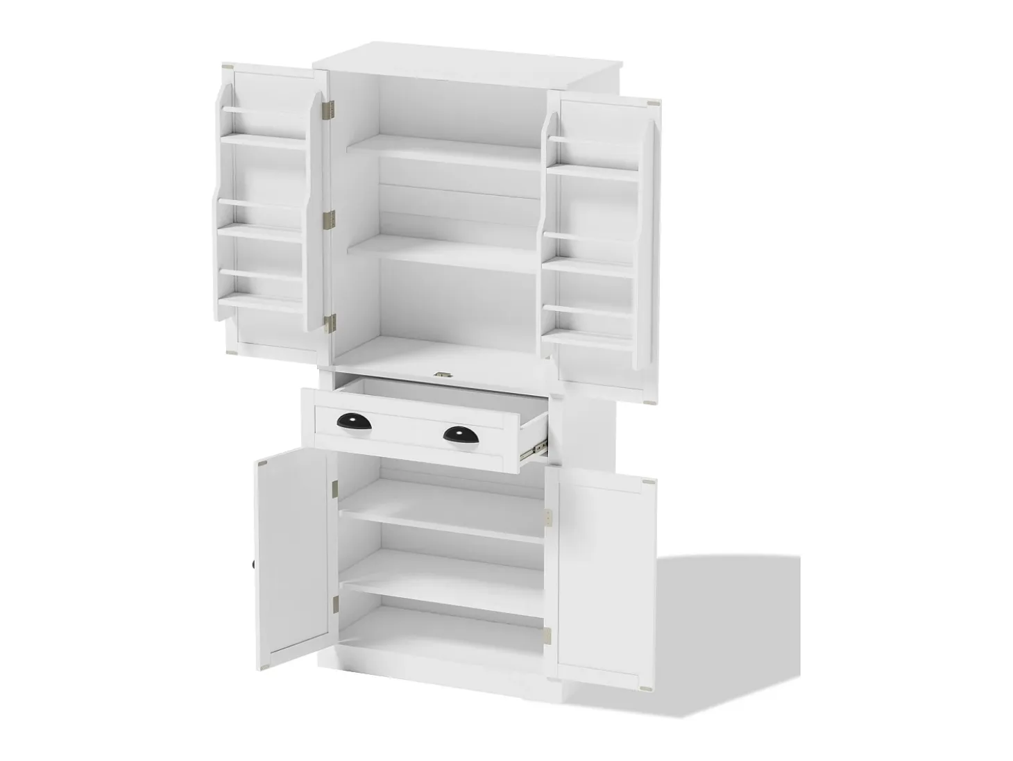 Buffet de cocina 80×40×182 cm - con 2 puertas y 1 cajón - 2 puertas con estantes - blanco