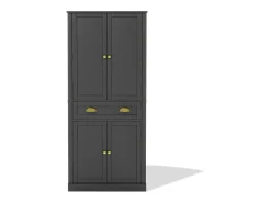 Buffet de cocina 80×40×182 cm - con 2 puertas y 1 cajón - 2 puertas con estantes - negro