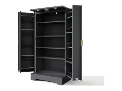 Buffet de cocina moderno 60,5x40x120cm - con luz detector LED - con 2 puertas y un portaespecias - Negro