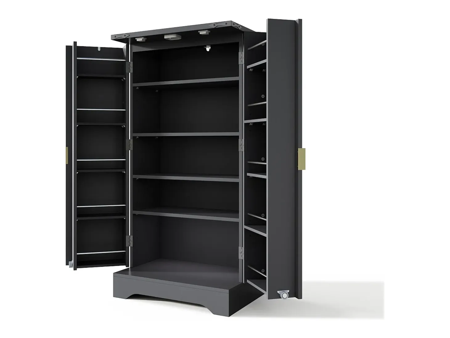 Buffet de cocina moderno 60,5x40x120cm - con luz detector LED - con 2 puertas y un portaespecias - Negro