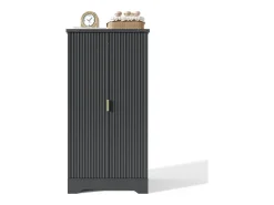 Buffet de cocina moderno 60,5x40x120cm - con luz detector LED - con 2 puertas y un portaespecias - Negro