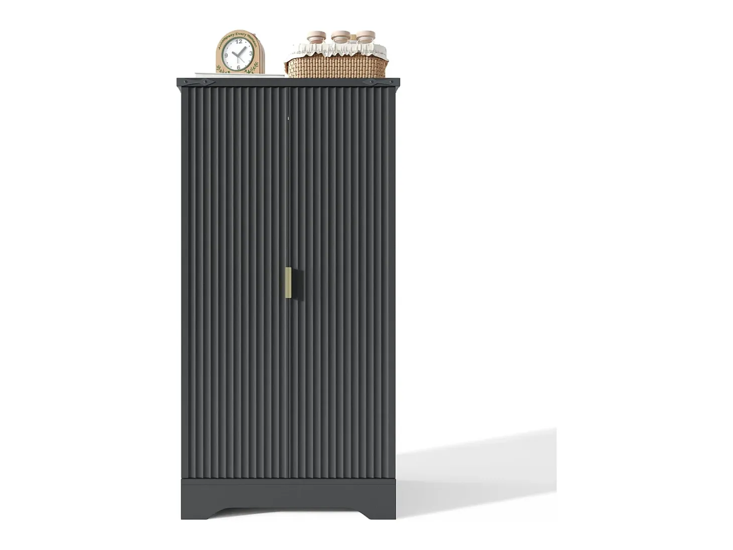 Buffet de cocina moderno 60,5x40x120cm - con luz detector LED - con 2 puertas y un portaespecias - Negro