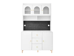 Buffet de cocina moderno 140x40x190cm - con estantes abiertos - con 3 cajones y 5 puertas - Blanco