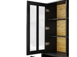 Buffet de cocina moderno 140×38,5×175 cm - con 5 puertas y 3 cajones y 9 estantes - negro