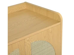 Buffet de cocina moderno 100x40x180cm - con toma de corriente y LED - con 1 cajón y 5 puertas - con estante para especias - Natural