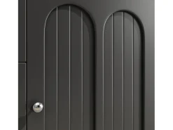 Buffet de cocina 120x40x180 cm - 4 puertas + 3 cajones - mueble alto - con iluminación LED - Estilo moderno - Negro
