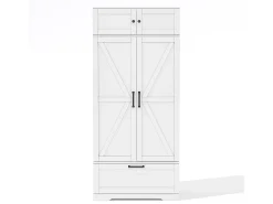 Buffet de cocina 80x40x180 cm - con estantes ajustables y portabotellas - con 1 cajón y 4 puertas - Blanco