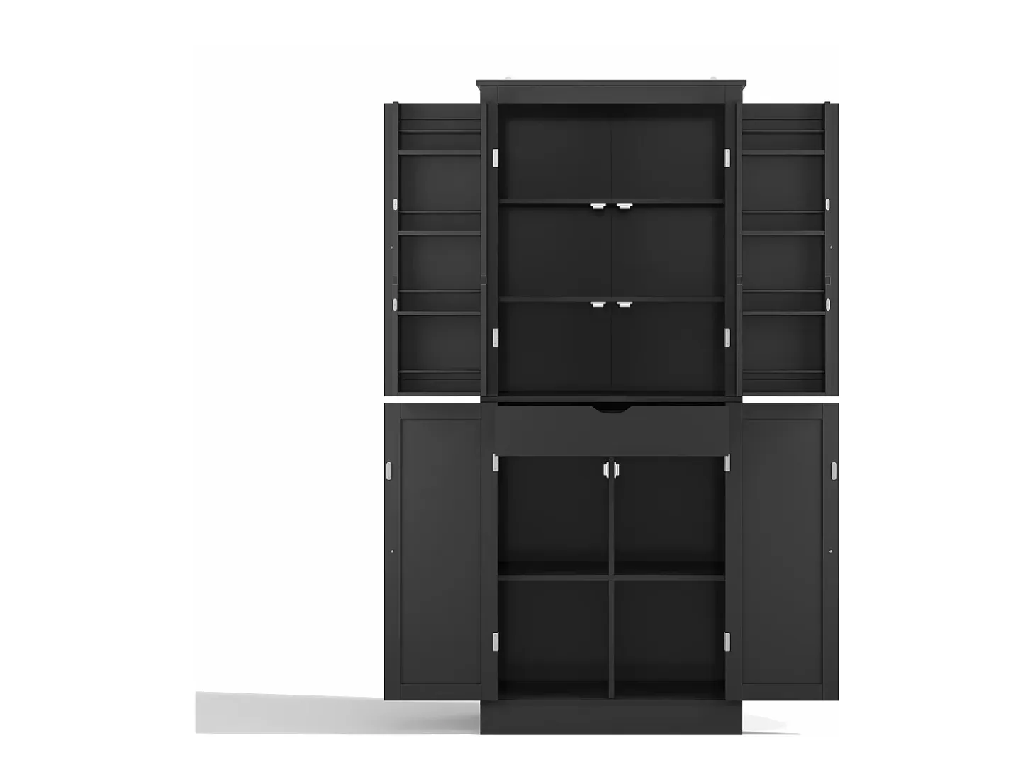 Buffet de cocina 75x40x180cm - 2 puertas de almacenamiento con estantes - 1 cajón y compartimento de almacenamiento - Negro