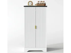 Buffet de cocina 60.5x40x120cm - con sensor de luz LED - con 2 puertas - con estantes regulables - Blanco