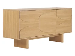 Buffet de madera clara de roble grabado L160 cm SEIGO