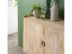 Buffet de madera de mango Augustine estilo escandinavo con cajones y almacenamiento para vajilla