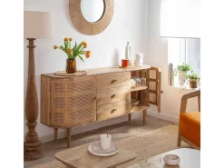 Buffet de madera de mango y ratán Palma - Estilo natural y auténtico para tu interior
