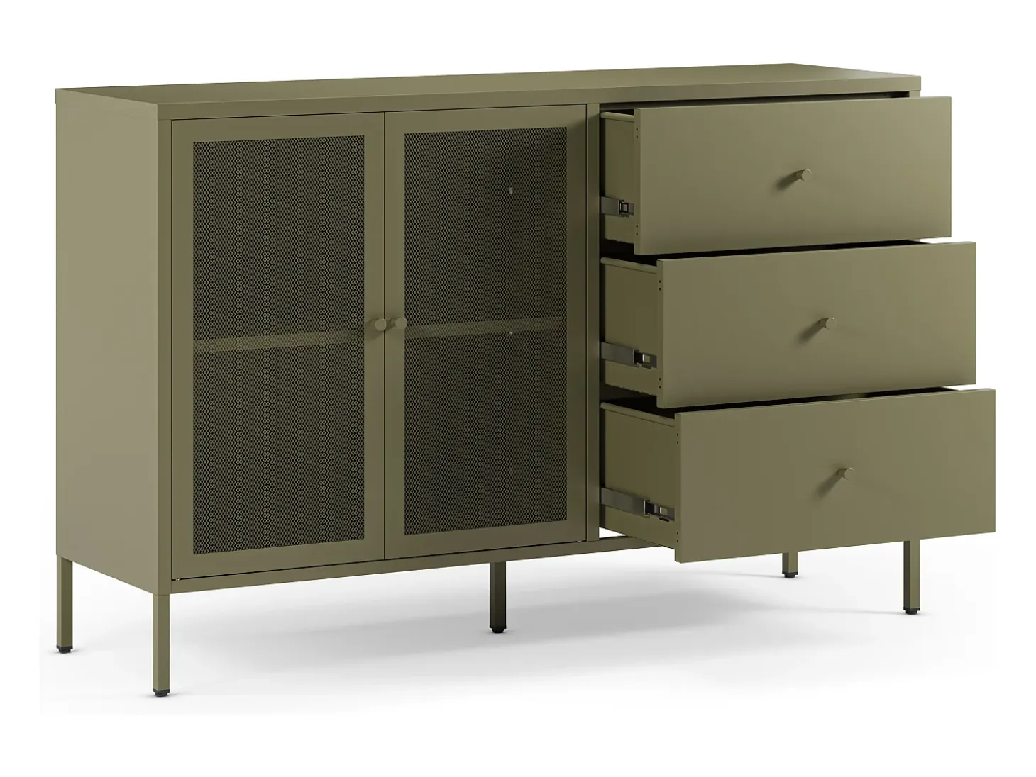 Buffet de metal verde caqui 140 cm - Latem