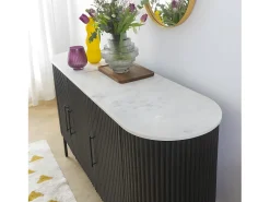 Buffet de metal y mármol blanco Mona - Almacenamiento y decoración de calidad para su hogar