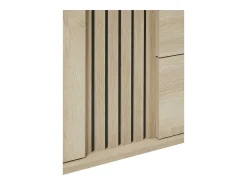 Buffet diseño 220cm con 2 puertas y 3 cajones para salón color roble claro colección LOFT patas de metal