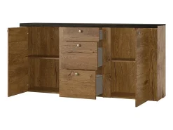 Buffet diseño 175cm para salón color blanco efecto madera y roble colección SANTIAGO.