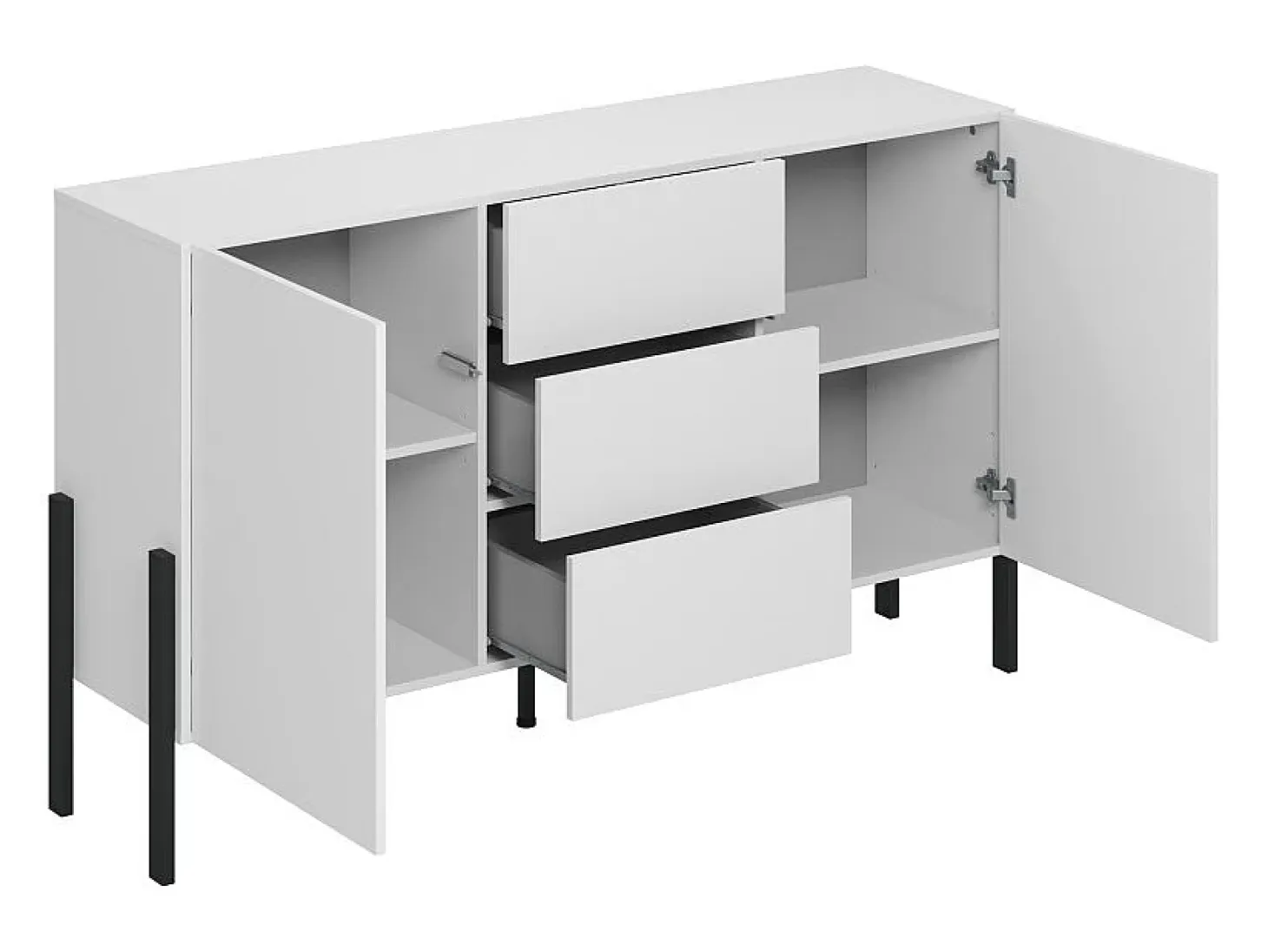 Buffet diseño colección SALMA - 2 puertas & 3 cajones – Blanco super mate & negro mate