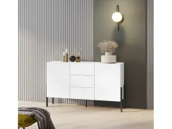 Buffet diseño colección SALMA - 2 puertas & 3 cajones – Blanco super mate & negro mate