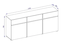 Buffet HAVANA – 180 cm – 3 puertas batientes y 3 cajones – Roble y blanco – Diseño contemporáneo