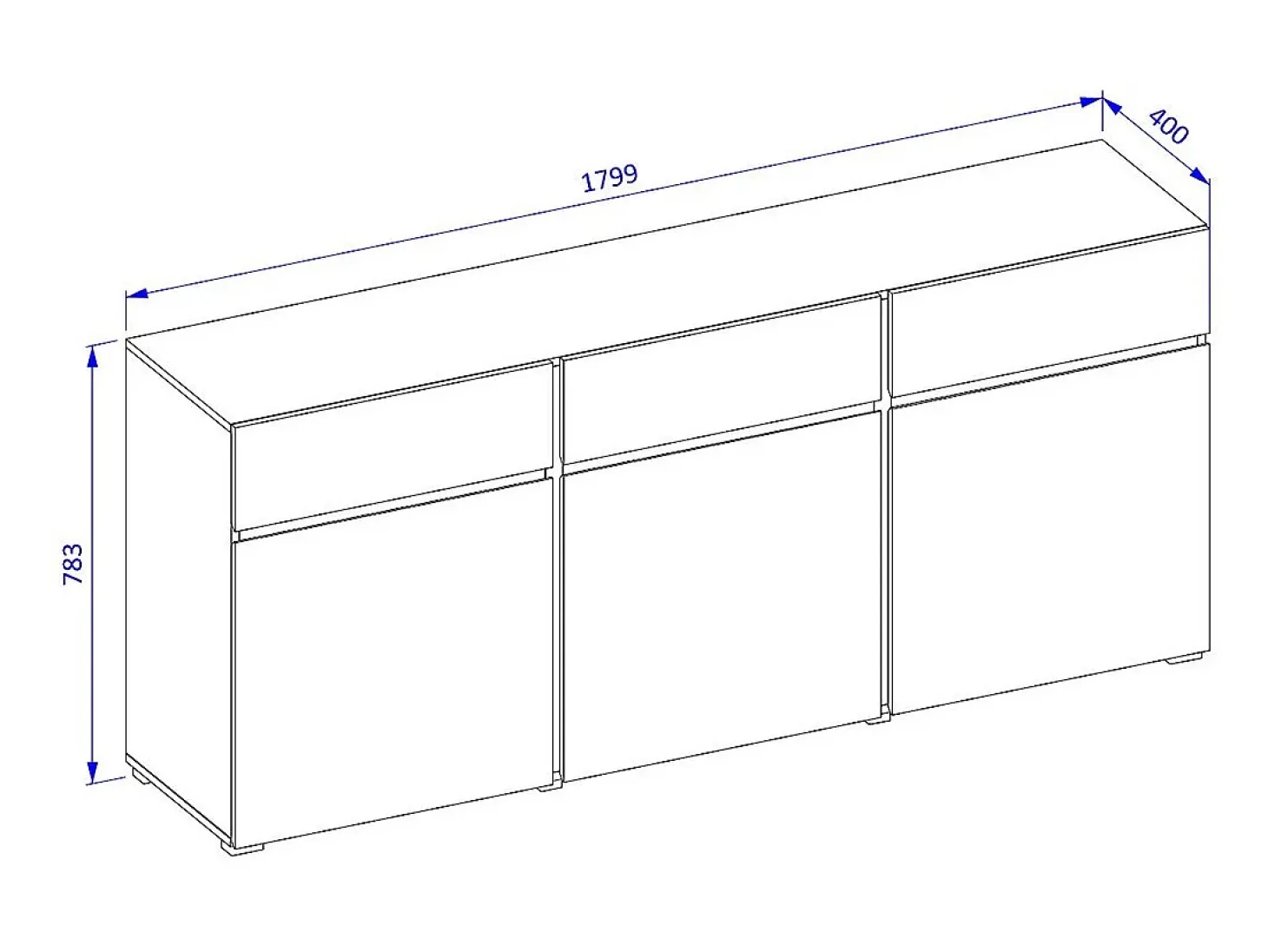 Buffet HAVANA – 180 cm – 3 puertas batientes y 3 cajones – Roble y blanco – Diseño contemporáneo