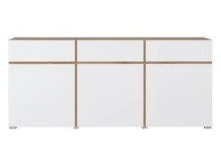 Buffet HAVANA – 180 cm – 3 puertas batientes y 3 cajones – Roble y blanco – Diseño contemporáneo