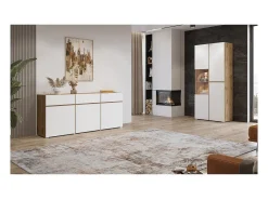 Buffet HAVANA – 180 cm – 3 puertas batientes y 3 cajones – Roble y blanco – Diseño contemporáneo