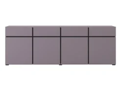 Buffet HAVANA 225 cm – Violeta pastel y negro – 4 puertas, 4 cajones – Diseño moderno
