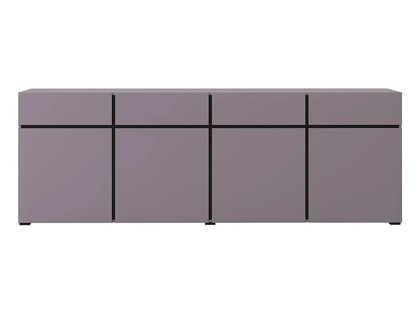 Buffet HAVANA 225 cm – Violeta pastel y negro – 4 puertas, 4 cajones – Diseño moderno